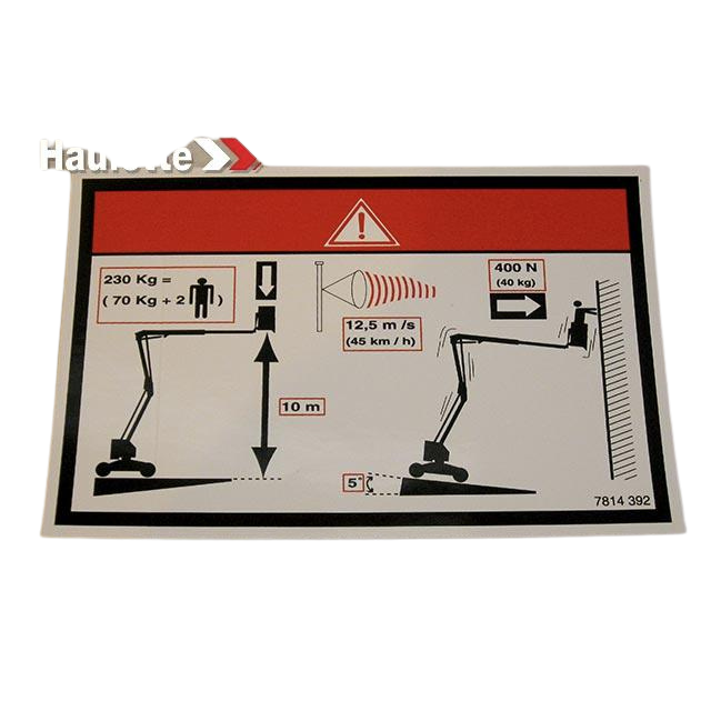 3078143920 Floor Height + Load Label | Genuine Haulotte