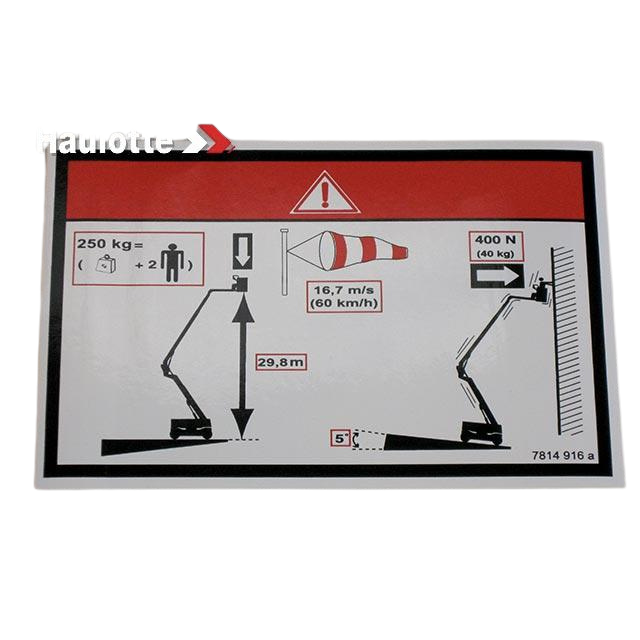3078149160 Floor Height + Load Label | Genuine Haulotte