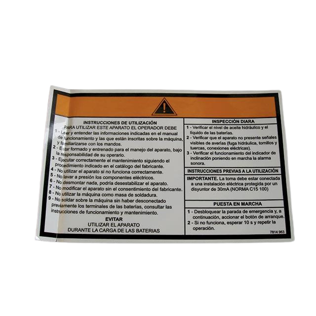 3078149630 Operating Instruction Label | Genuine Haulotte