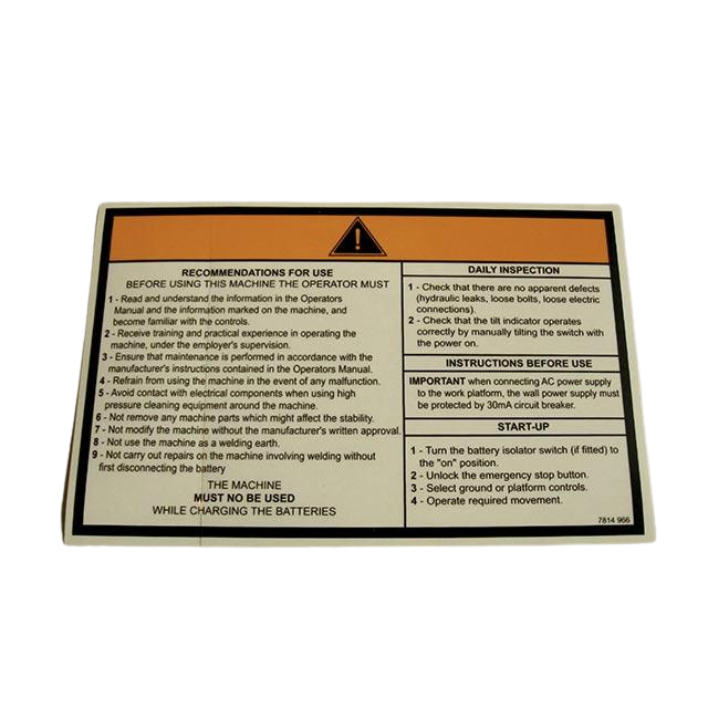 3078149660 Operating Instruction Label | Genuine Haulotte