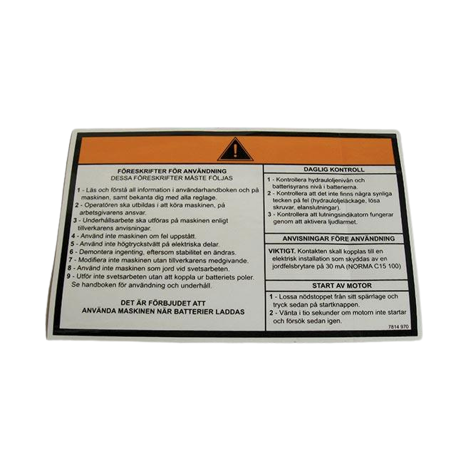 3078149700 Operating Instructions Label | Genuine Haulotte