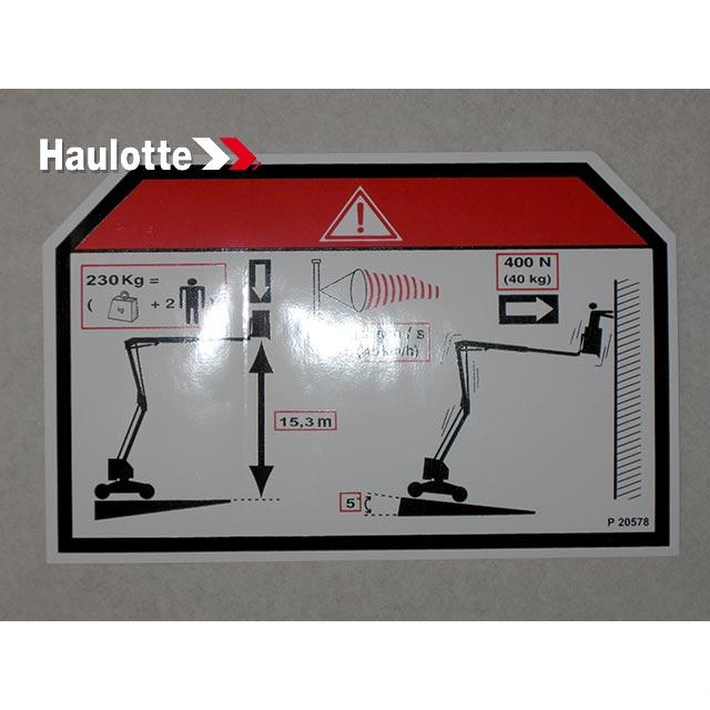 307P205780 Floor Height + Load Label | Genuine Haulotte