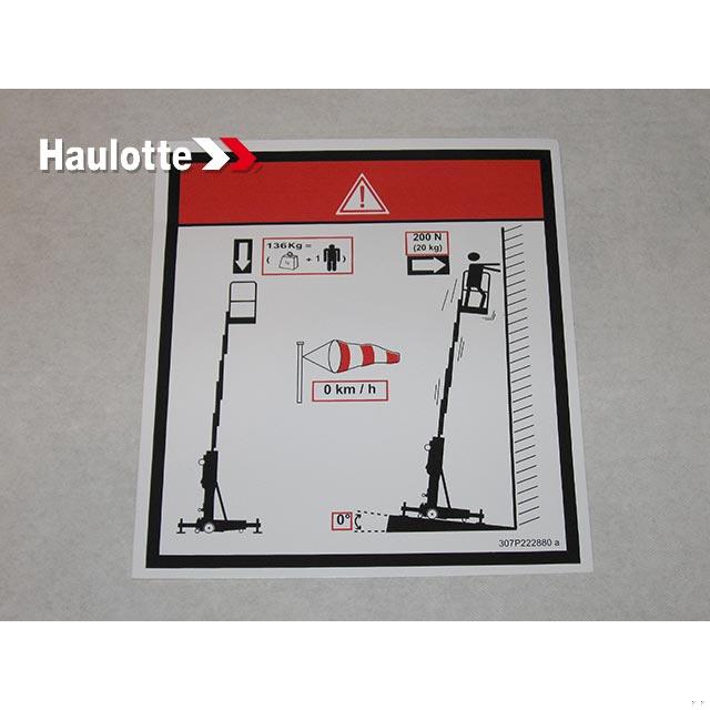 307P222880 Label | Genuine Haulotte