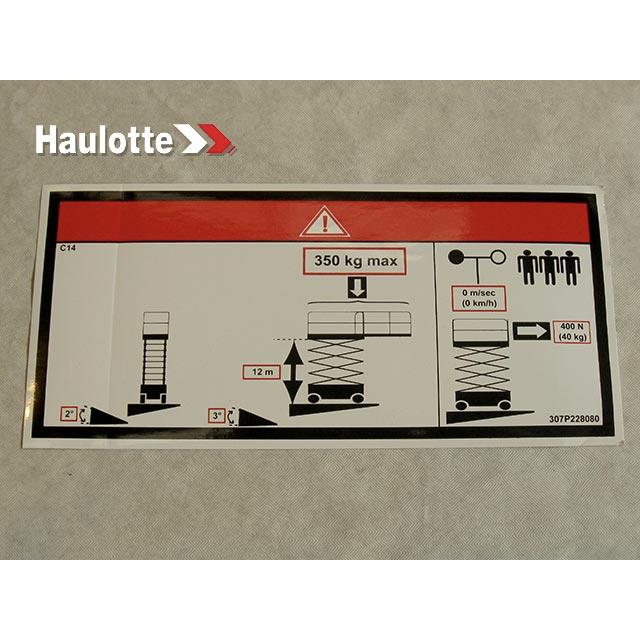 307P228080 Floor Height + Load Label | Genuine Haulotte