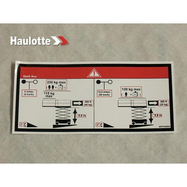 307P230030 Floor Height + Load Label | Genuine Haulotte