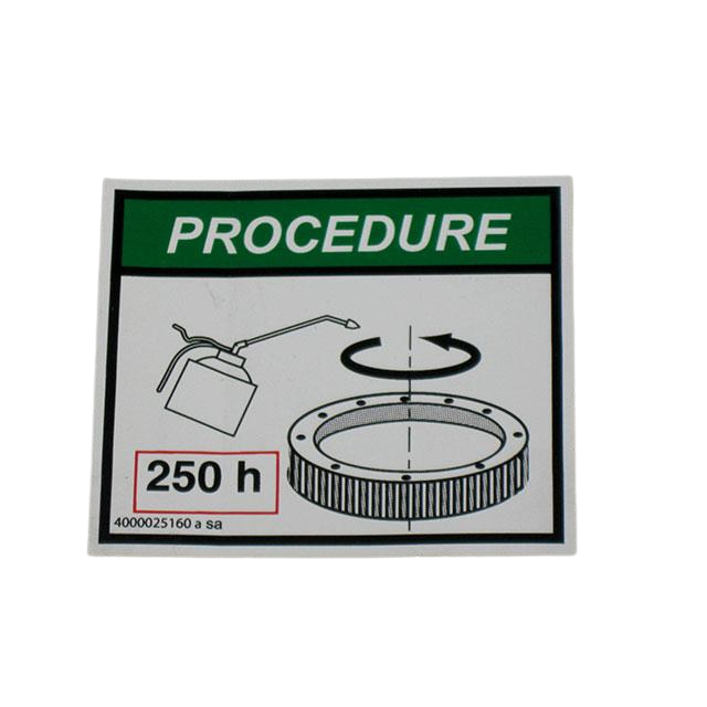 Part Number 4000025160 Lubrication Label fits Haulotte