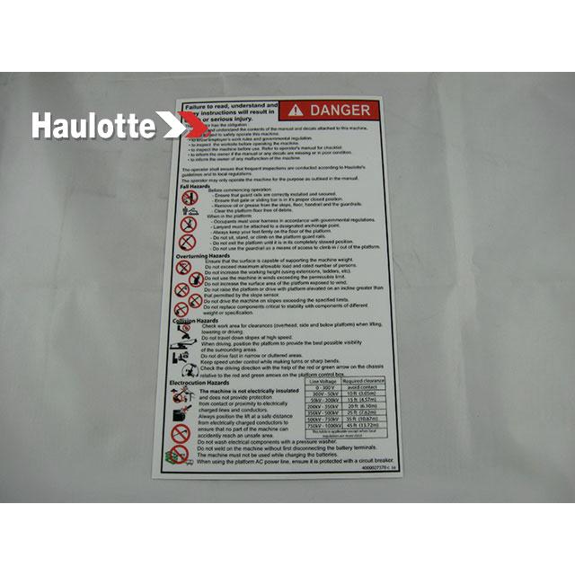 4000027570 Decal-Danger-General Hazards | Genuine Haulotte