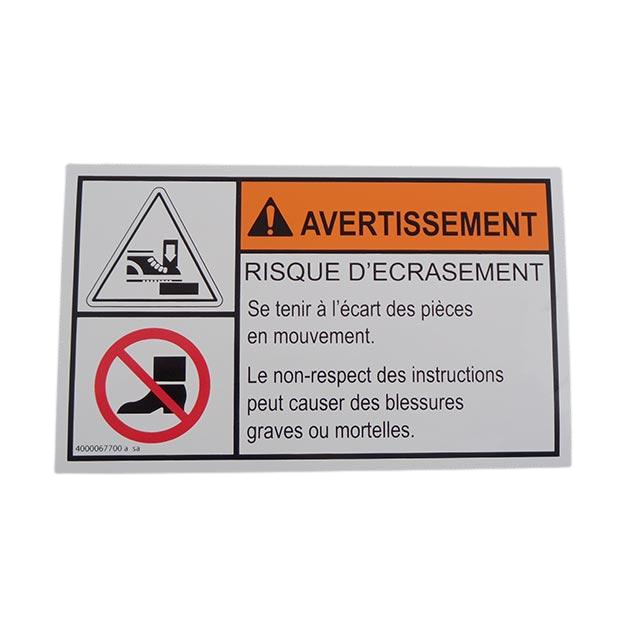 Part Number 4000067700 Feet Injury Label fits Haulotte