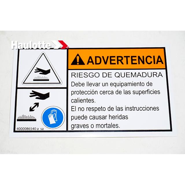 4000086540 Hand Injury Label | Genuine Haulotte