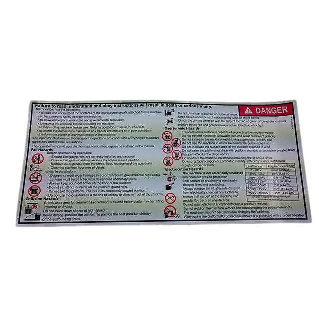 4000243670 Instruction Label | Genuine Haulotte