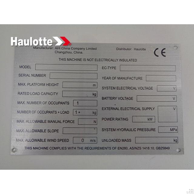 4000309090 Manufacturer Plate | Genuine Haulotte