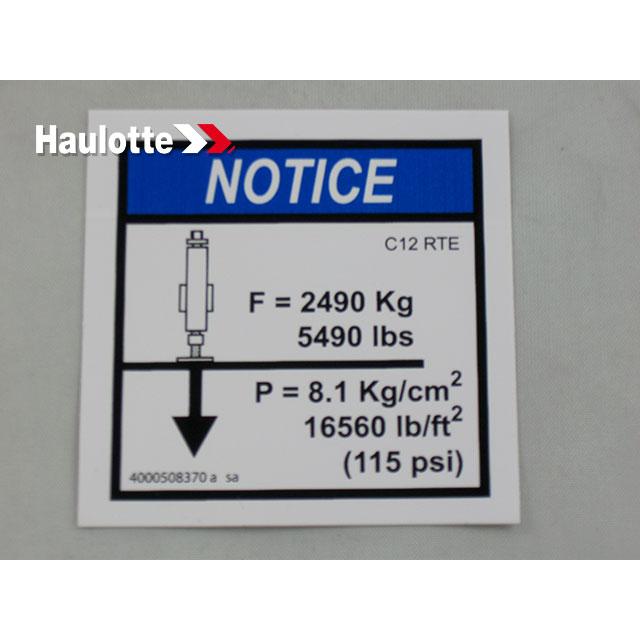 4000508370 Ground Pressure Load C12Rte C3 | Genuine Haulotte
