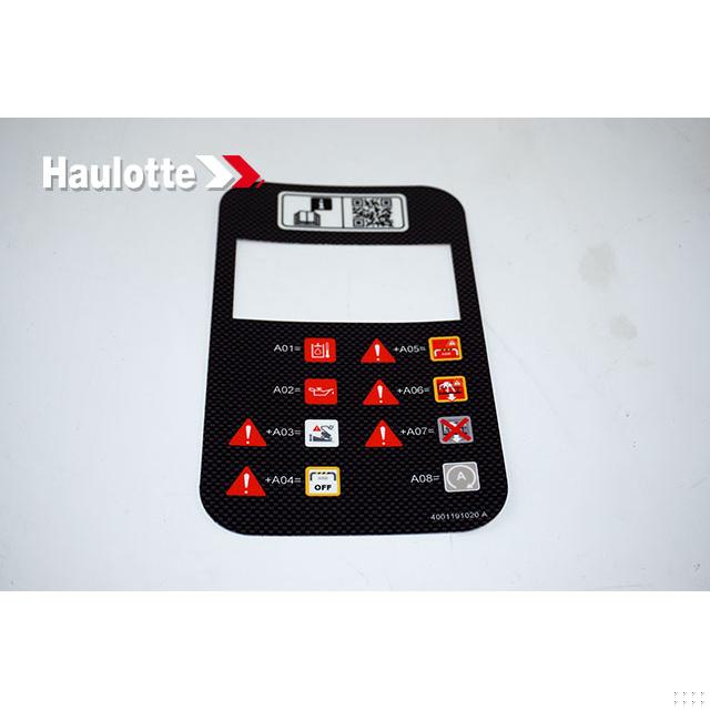 Part Number 4001191020 Turret Control Panel Label fits Haulotte