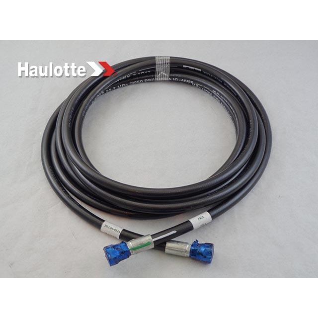 Part Number B02-01-0314 Hose, Hydraulic, #4 X 204In With #6 Fmorfs Str (Pra) (Green) And #6 Fmorfs Str (Master Ext Tee) (Green) fits Haulotte