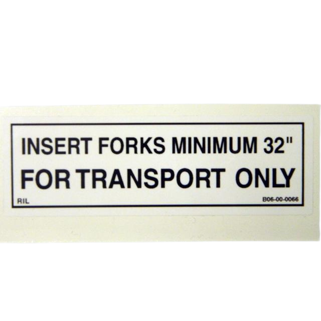 B06-00-0066 Decal-Insert Forks Min......"-Black On White | Genuine Haulotte