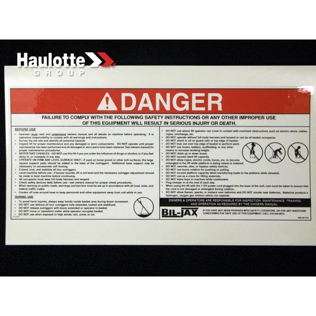B06-00-0145 Decal-Danger:Main Warning... | Genuine Haulotte