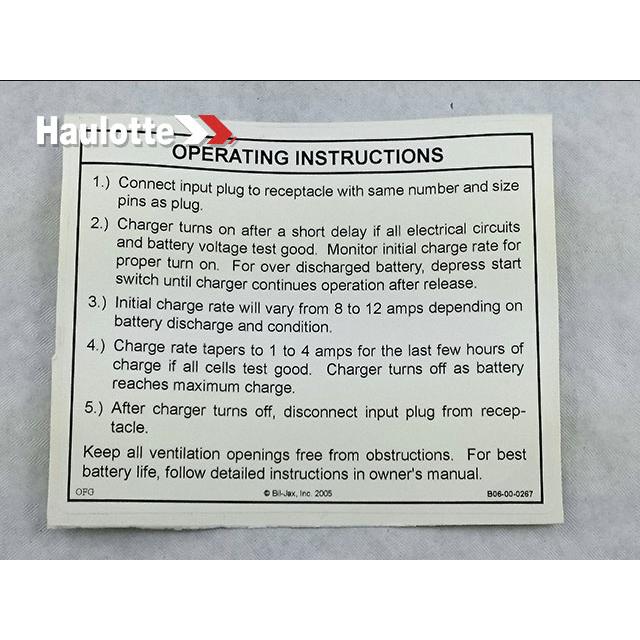 B06-00-0267 Decal-Operating Inst-Charger | Genuine Haulotte