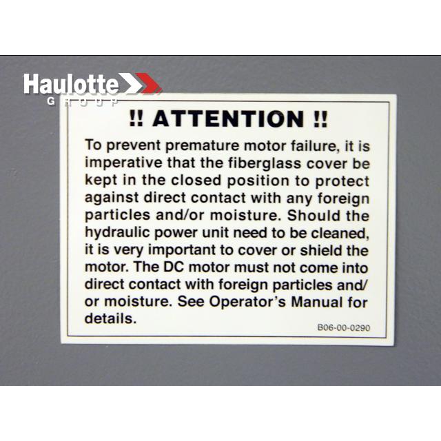 B06-00-0290 Decal-"Boom Dc Motor" | Genuine Haulotte