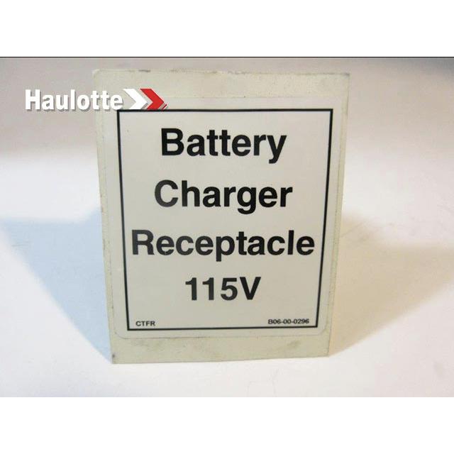 B06-00-0296 Decal-Battery Chg Receptacle | Genuine Haulotte