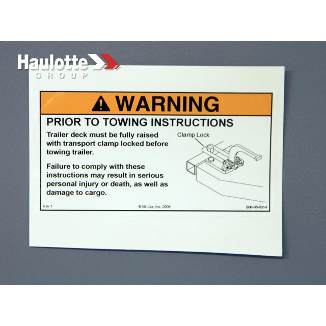 B06-00-0314 Decal-"Lock Transport Clamp" | Genuine Haulotte