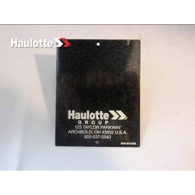 B06-00-0359 Serial Tag-.03 Alum. Black Annodized W/Mounting Holes-2.75Inw X 3.5Inh | Genuine Haulotte