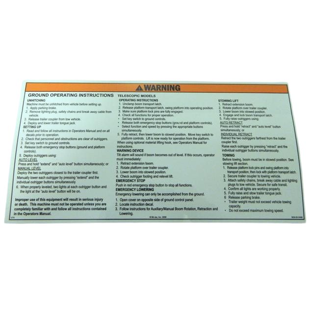 B06-00-0468 Decal-Warning-Ground Operating Instructions-Telescopic | Genuine Haulotte