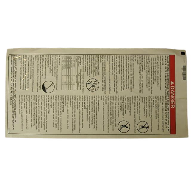 B06-00-0471-DE Decal-Danger-Main Instruction/Hazard-Platform-German-7.5X15.5, Blue & White | Genuine Haulotte