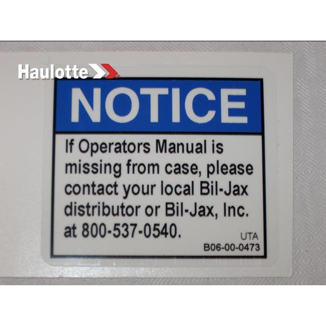 B06-00-0473 Decal-Notice-Operator Manual Missing | Genuine Haulotte
