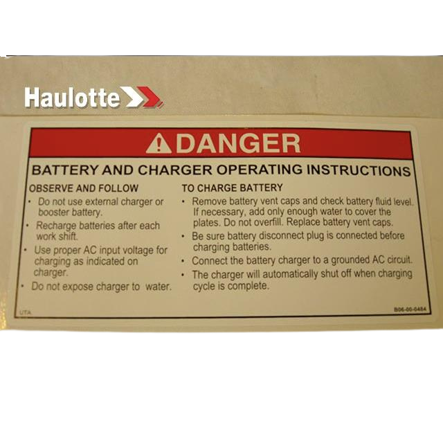 B06-00-0484 Decal-Danger-Battery/Charger Instruction | Genuine Haulotte