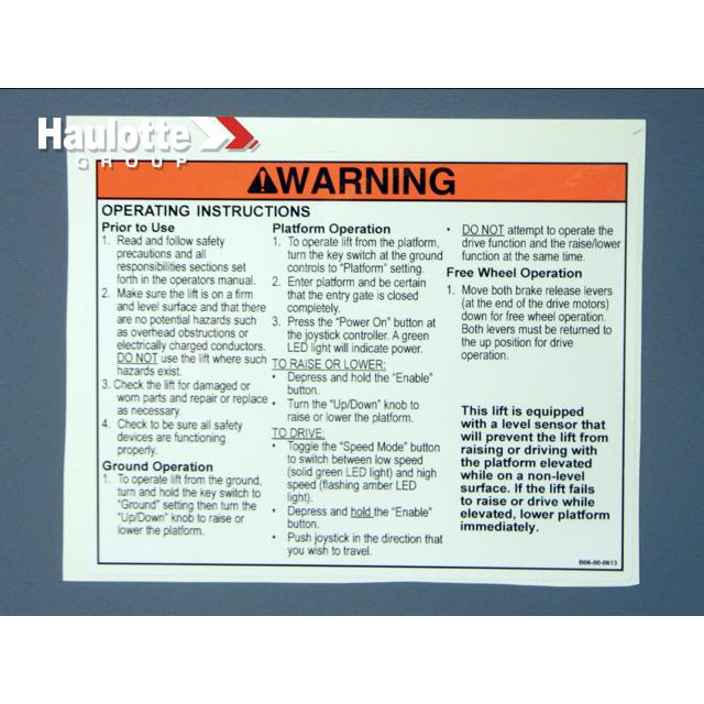B06-00-0488 Decal-Caution-Component Damage | Genuine Haulotte