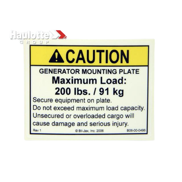 B06-00-0496 Decal-Caution-Generator Plate Maximum 200 | Genuine Haulotte