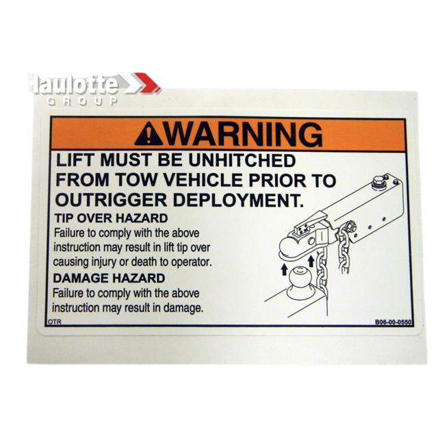 B06-00-0550 Decal-Warning-Unhitch To Operate | Genuine Haulotte