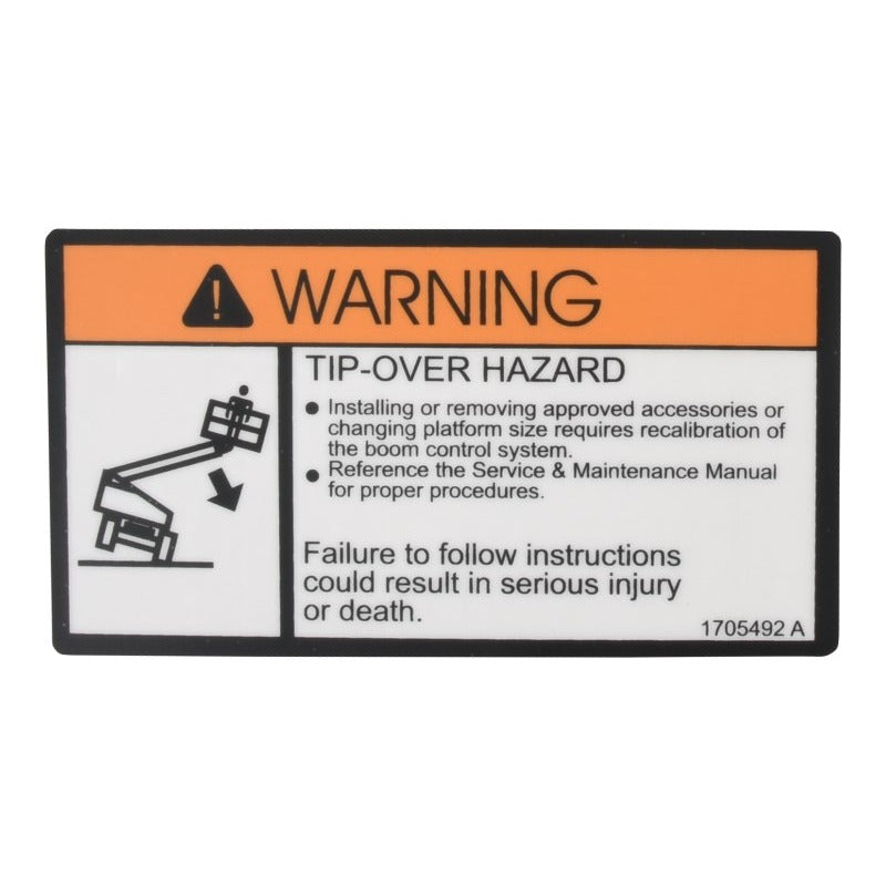 JLG 1705492 Decal, Tip-Over Plf Change - Genuine JLG Replacement Part | BHE Lift Parts