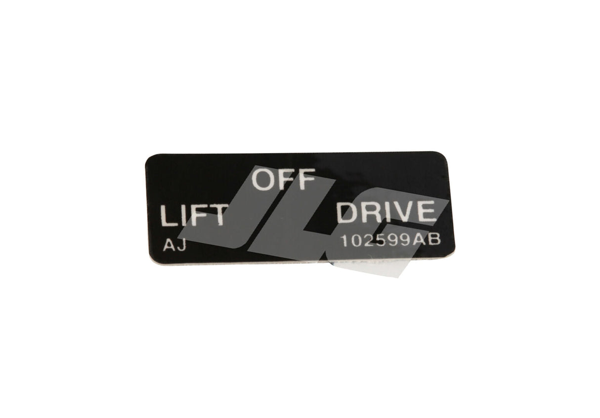 Part Number 102599 Lift/Drive Label fits Skyjack