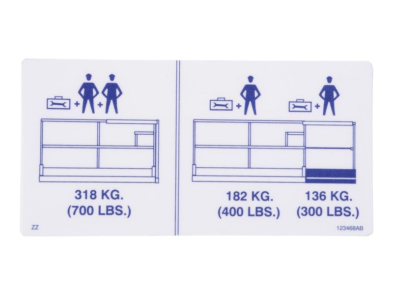 Part Number 123468 Decal, Capacity fits Skyjack