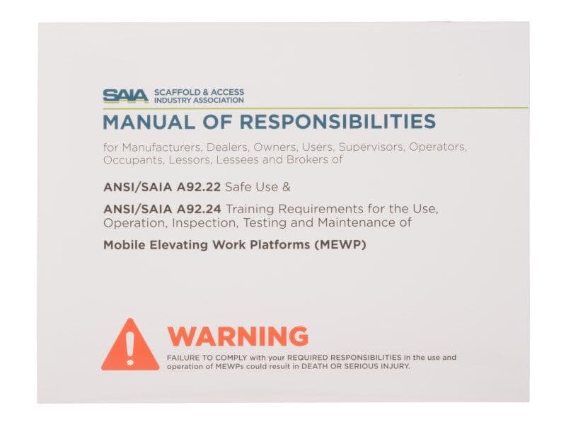 Part Number 700438 Man'L, Responsity fits Skyjack