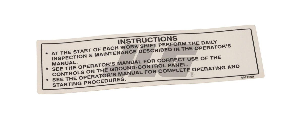 SN0074209 Pre Start Instr Booms Decal