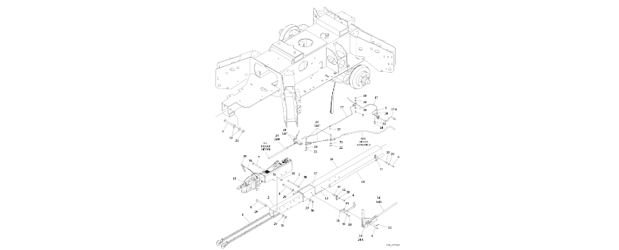 1001243181 Axle and Tongue Installation with Hydraulic Brakes diagram of the JLG part number.