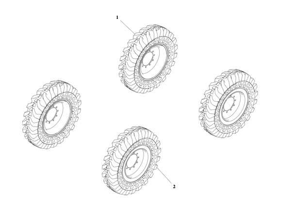 1001151106 Tire Set, Solideal, 13.00-24 diagram of the JLG part number.