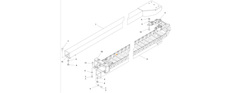 A diagram of JLG part number 1001165538 Power Track Installation.