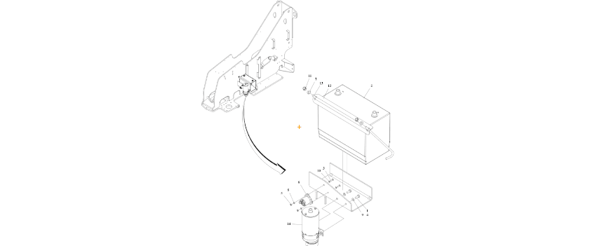 A diagram of JLG part number 1001170145 Auxiliary Power and Battery Installation.