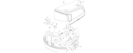 A diagram of JLG part number 1001206402 Hood Installation.