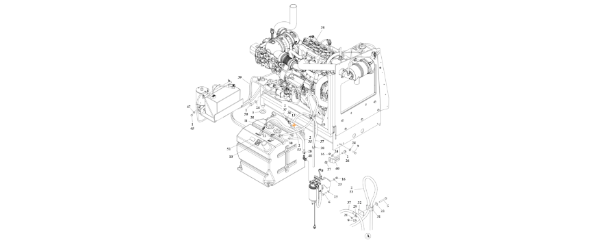 A diagram of JLG part number 1001214460 Deutz T4F D2.9L4 49HP Installation.