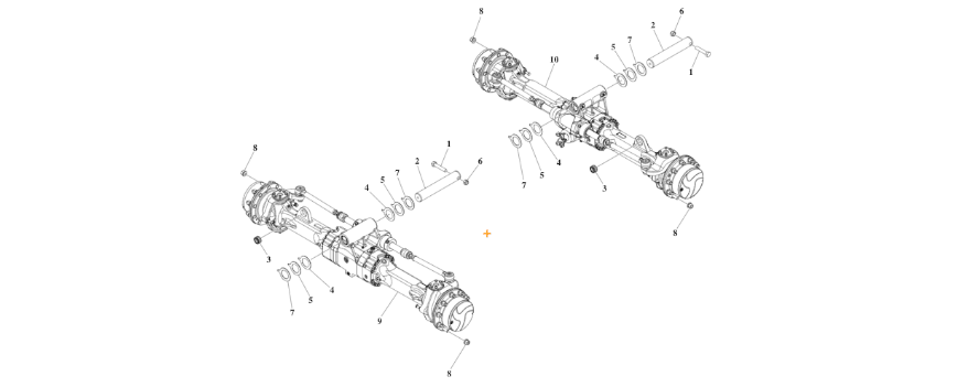 1001222210 Axle Installation for Skytrak diagram of the JLG part number.