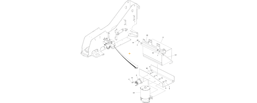 A diagram of JLG part number 1001238932 Auxiliary Power and Battery Installation.