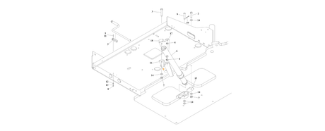 A diagram of JLG part number 1001243870 Engine Tray Jack Installation.