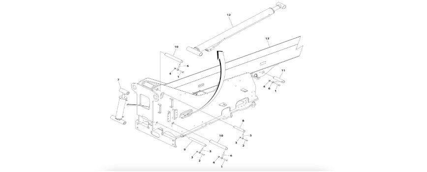 A diagram of JLG part number 1001244873 Boom and Cylinders Installation - 400SC