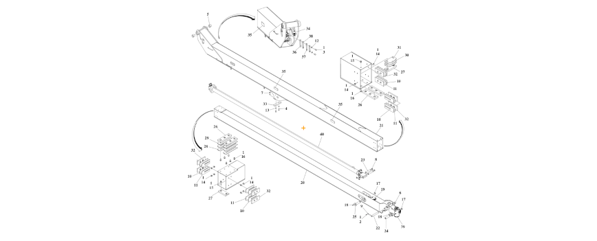 A diagram of JLG part number 1001244874 Main Assembly.