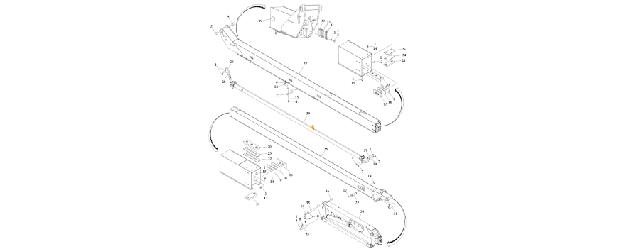 A diagram of JLG part number 1001281887 Main Assembly Boom.