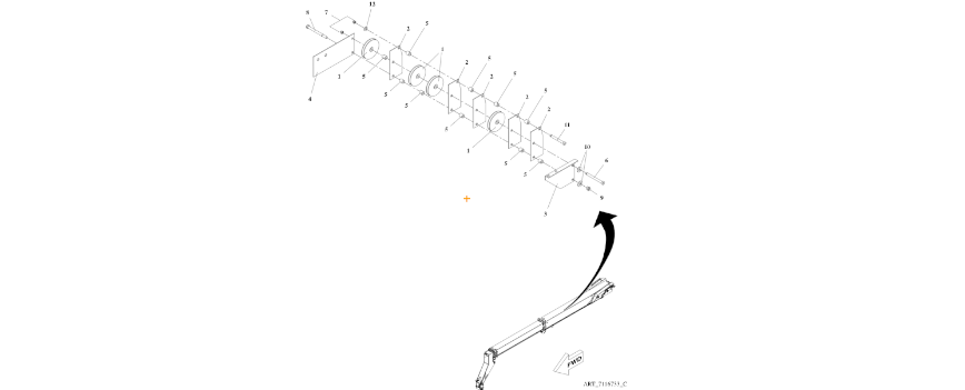 7116733 Hose Pulley Assembly diagram of the JLG part number.